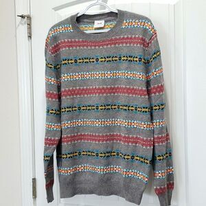 Le Tigre Gray Stripes Crewneck Men's Sweater, Large